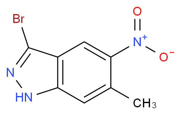 3-Bromo-6-methyl-5-nitro-1H-indazole_分子结构_CAS_1000343-58-7)