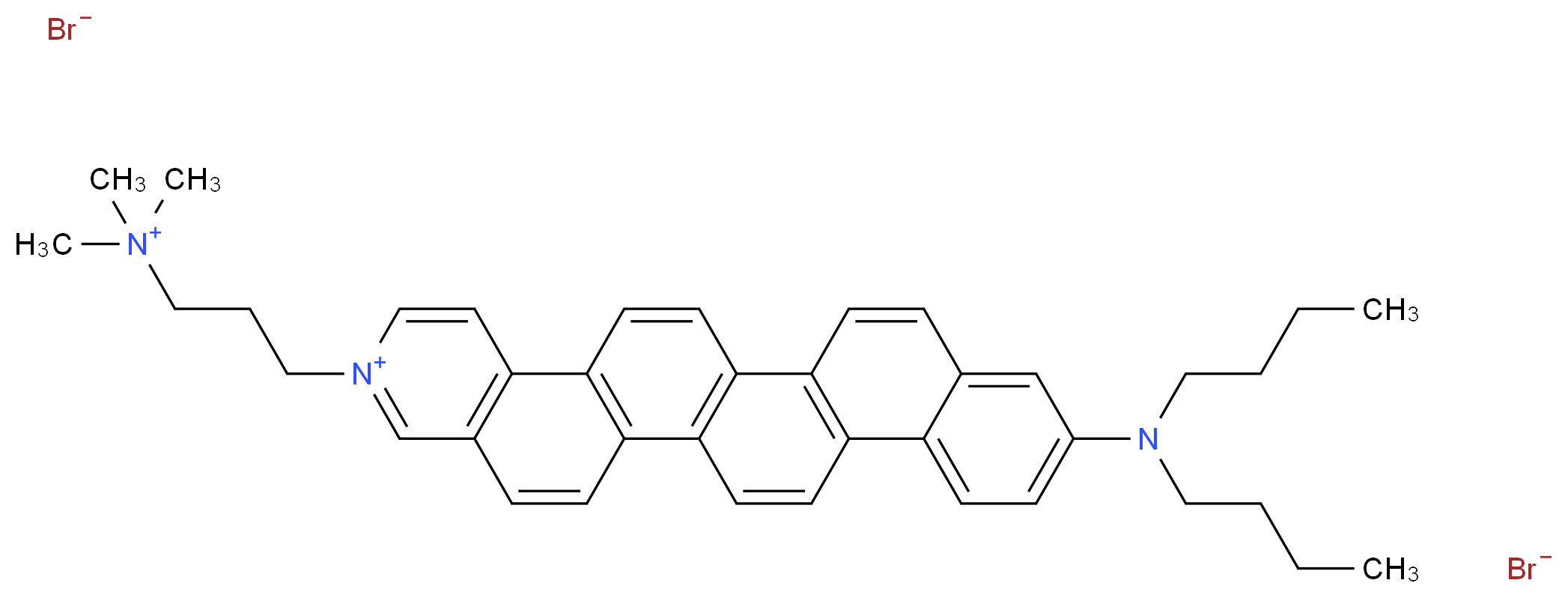 20-(dibutylamino)-7-[3-(trimethylazaniumyl)propyl]-7-azahexacyclo[12.12.0.0<sup>2</sup>,<sup>1</sup><sup>1</sup>.0<sup>5</sup>,<sup>1</sup><sup>0</sup>.0<sup>1</sup><sup>5</sup>,<sup>2</sup><sup>4</sup>.0<sup>1</sup><sup>8</sup>,<sup>2</sup><sup>3</sup>]hexacosa-1,3,5,7,9,11,13,15(24),16,18,20,22,25-tridecaen-7-ium dibromide_分子结构_CAS_1151942-85-6