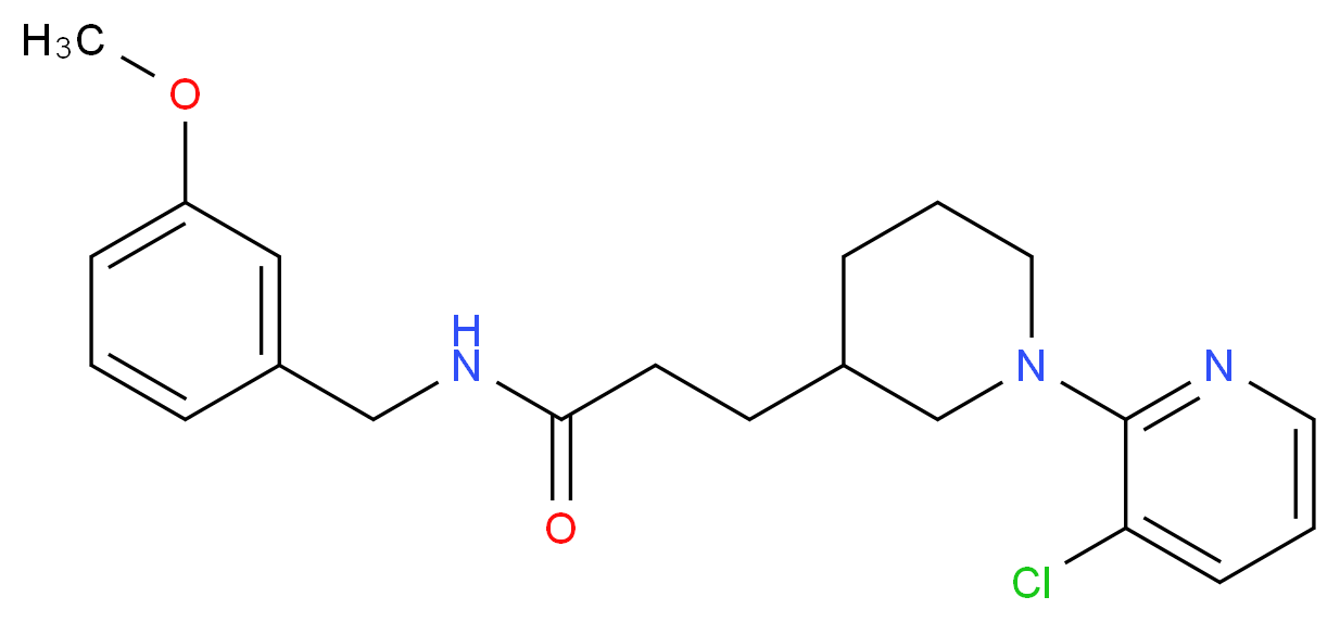 3-[1-(3-chloro-2-pyridinyl)-3-piperidinyl]-N-(3-methoxybenzyl)propanamide_分子结构_CAS_)