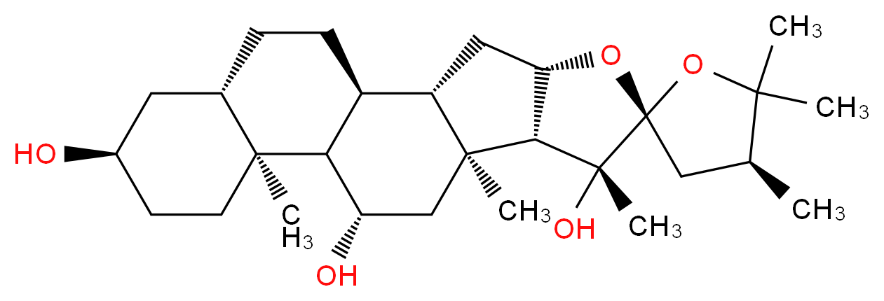 (1'S,2R,2'S,4S,4'S,7'R,8'R,9'S,11'S,12'S,13'S,16'R,18'S)-4,5,5,7',9',13'-hexamethyl-5'-oxaspiro[oxolane-2,6'-pentacyclo[10.8.0.0<sup>2</sup>,<sup>9</sup>.0<sup>4</sup>,<sup>8</sup>.0<sup>1</sup><sup>3</sup>,<sup>1</sup><sup>8</sup>]icosane]-7',11',16'-triol_分子结构_CAS_80442-78-0