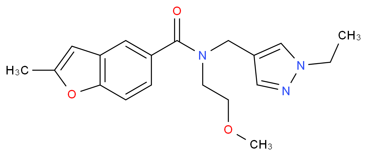 N-[(1-ethyl-1H-pyrazol-4-yl)methyl]-N-(2-methoxyethyl)-2-methyl-1-benzofuran-5-carboxamide_分子结构_CAS_)