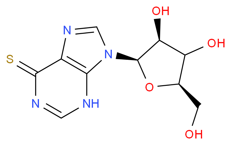 6-Mercaptopurine-9-β-D-ribofuranoside_分子结构_CAS_574-25-4)