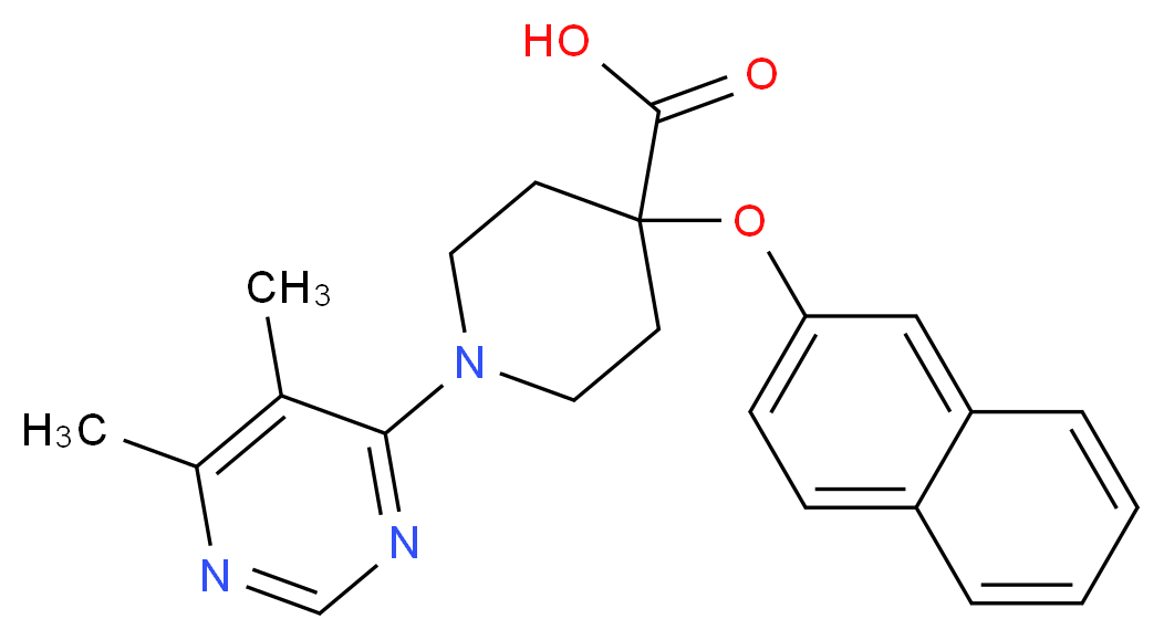 1-(5,6-dimethylpyrimidin-4-yl)-4-(2-naphthyloxy)piperidine-4-carboxylic acid_分子结构_CAS_)