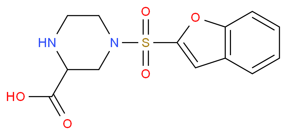 4-(1-benzofuran-2-ylsulfonyl)piperazine-2-carboxylic acid_分子结构_CAS_)