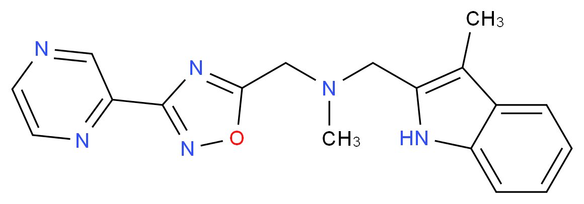 N-methyl-1-(3-methyl-1H-indol-2-yl)-N-{[3-(2-pyrazinyl)-1,2,4-oxadiazol-5-yl]methyl}methanamine_分子结构_CAS_)