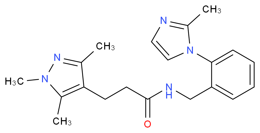 N-[2-(2-methyl-1H-imidazol-1-yl)benzyl]-3-(1,3,5-trimethyl-1H-pyrazol-4-yl)propanamide_分子结构_CAS_)