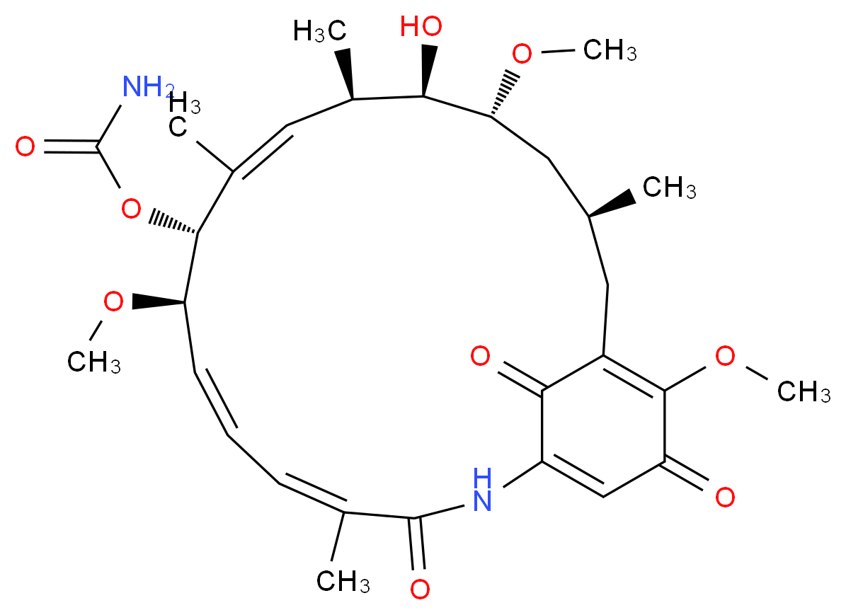 (4Z,6Z,8R,9R,10Z,12R,13R,14R,16S)-13-hydroxy-8,14,19-trimethoxy-4,10,12,16-tetramethyl-3,20,22-trioxo-2-azabicyclo[16.3.1]docosa-1(21),4,6,10,18-pentaen-9-yl carbamate_分子结构_CAS_30562-34-6