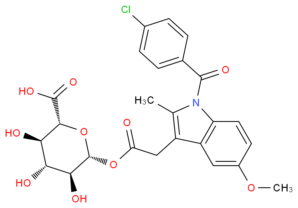 (2R,3R,4R,5S,6R)-6-({2-[1-(4-chlorobenzoyl)-5-methoxy-2-methyl-1H-indol-3-yl]acetyl}oxy)-3,4,5-trihydroxyoxane-2-carboxylic acid_分子结构_CAS_75523-11-4