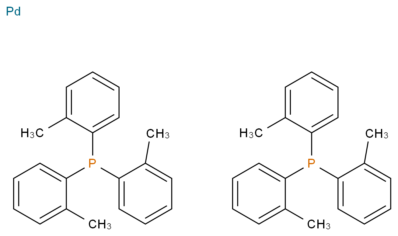 bis(tris(2-methylphenyl)phosphane) palladium_分子结构_CAS_69861-71-8