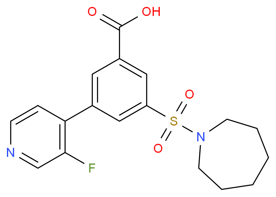 3-(azepan-1-ylsulfonyl)-5-(3-fluoropyridin-4-yl)benzoic acid_分子结构_CAS_)