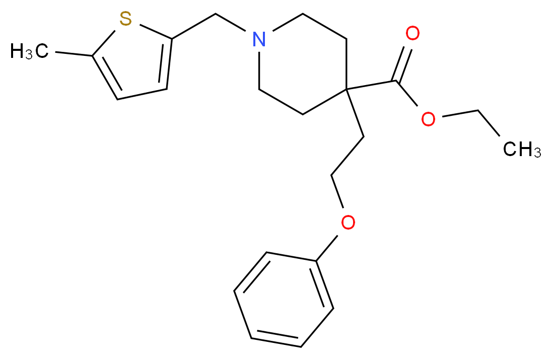 ethyl 1-[(5-methyl-2-thienyl)methyl]-4-(2-phenoxyethyl)-4-piperidinecarboxylate_分子结构_CAS_)