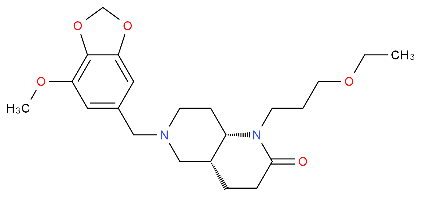(4aR*,8aS*)-1-(3-ethoxypropyl)-6-[(7-methoxy-1,3-benzodioxol-5-yl)methyl]octahydro-1,6-naphthyridin-2(1H)-one_分子结构_CAS_)