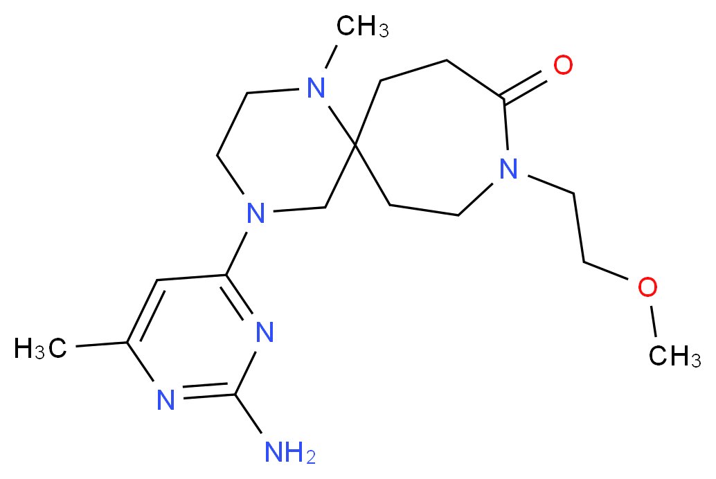 4-(2-amino-6-methylpyrimidin-4-yl)-9-(2-methoxyethyl)-1-methyl-1,4,9-triazaspiro[5.6]dodecan-10-one_分子结构_CAS_)