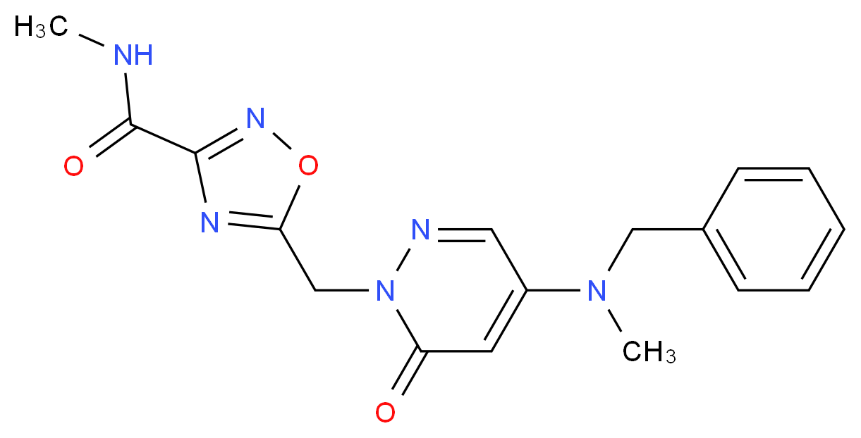 5-{[4-[benzyl(methyl)amino]-6-oxo-1(6H)-pyridazinyl]methyl}-N-methyl-1,2,4-oxadiazole-3-carboxamide_分子结构_CAS_)