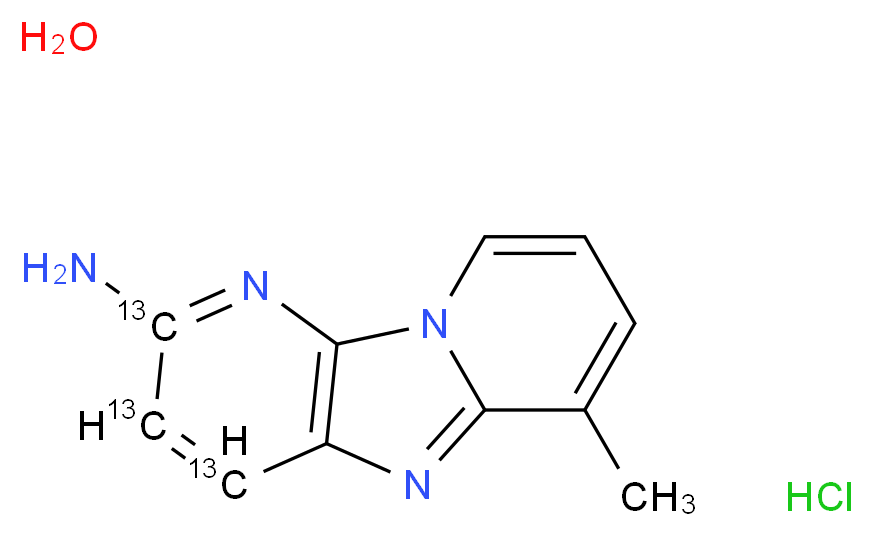 2-Amino-6-methyldipyrido[1,2-a:3',2'-d]imidazole-13C3 Hydrochloride Hydrate _分子结构_CAS_)