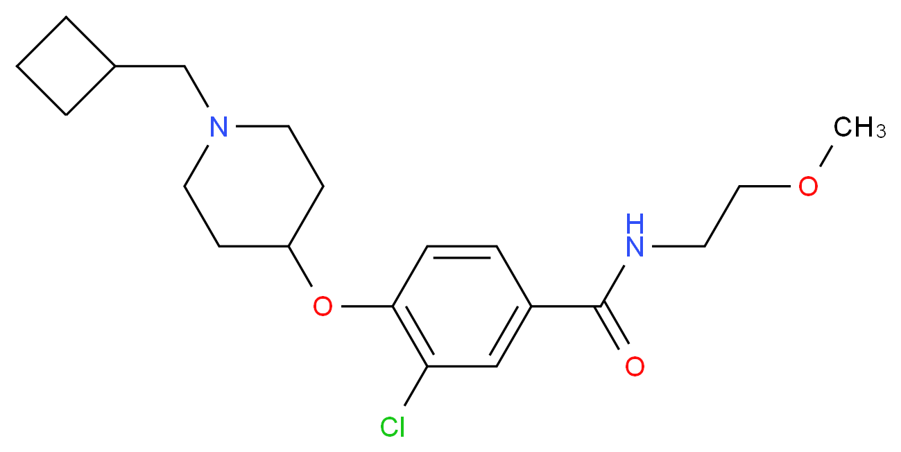 3-chloro-4-{[1-(cyclobutylmethyl)piperidin-4-yl]oxy}-N-(2-methoxyethyl)benzamide_分子结构_CAS_)