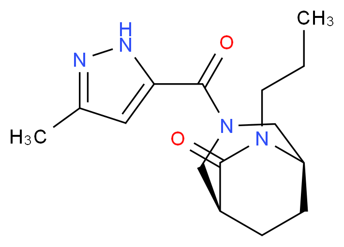 (1S*,5R*)-3-[(3-methyl-1H-pyrazol-5-yl)carbonyl]-6-propyl-3,6-diazabicyclo[3.2.2]nonan-7-one_分子结构_CAS_)
