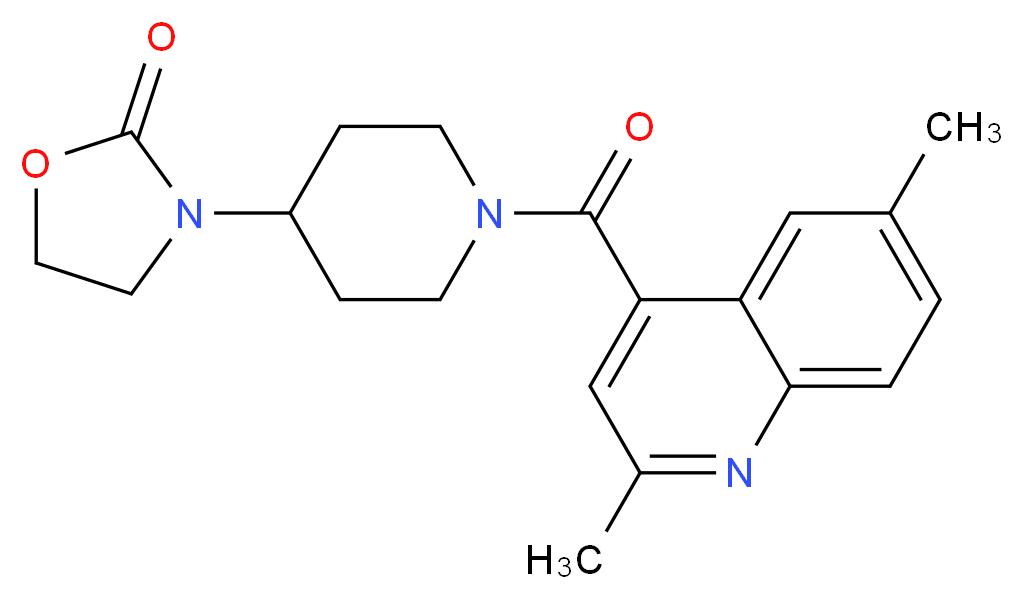 3-{1-[(2,6-dimethyl-4-quinolinyl)carbonyl]-4-piperidinyl}-1,3-oxazolidin-2-one_分子结构_CAS_)