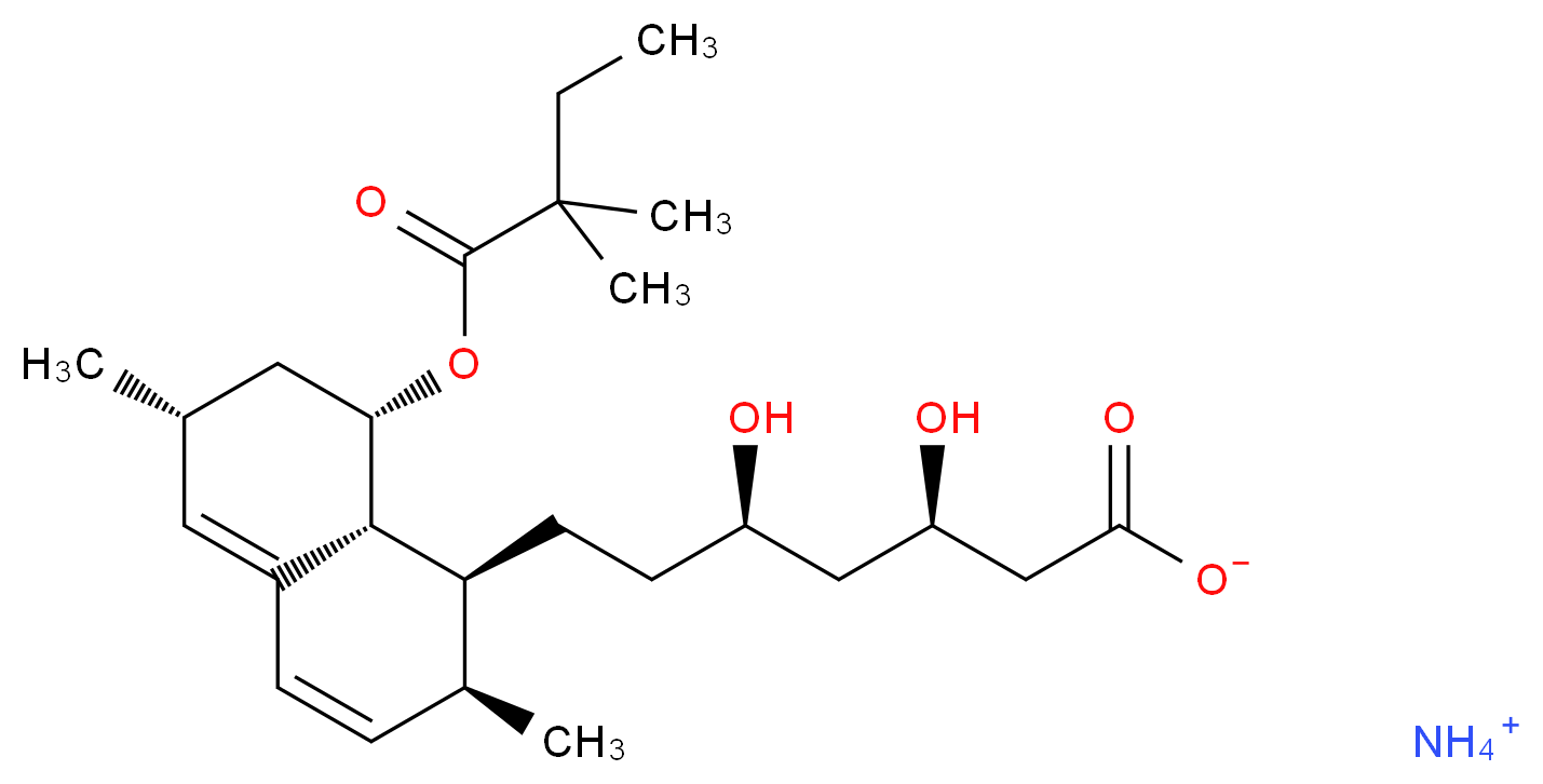 ammonium (3R,5R)-7-[(1S,2S,6R,8S,8aR)-8-[(2,2-dimethylbutanoyl)oxy]-2,6-dimethyl-1,2,6,7,8,8a-hexahydronaphthalen-1-yl]-3,5-dihydroxyheptanoate_分子结构_CAS_139893-43-9