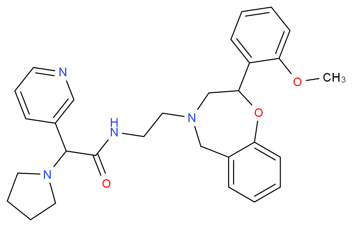 N-{2-[2-(2-methoxyphenyl)-2,3-dihydro-1,4-benzoxazepin-4(5H)-yl]ethyl}-2-(3-pyridinyl)-2-(1-pyrrolidinyl)acetamide_分子结构_CAS_)