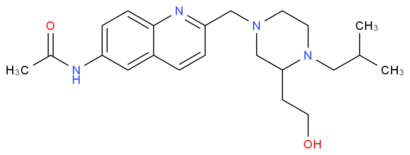 N-(2-{[3-(2-hydroxyethyl)-4-isobutyl-1-piperazinyl]methyl}-6-quinolinyl)acetamide_分子结构_CAS_)