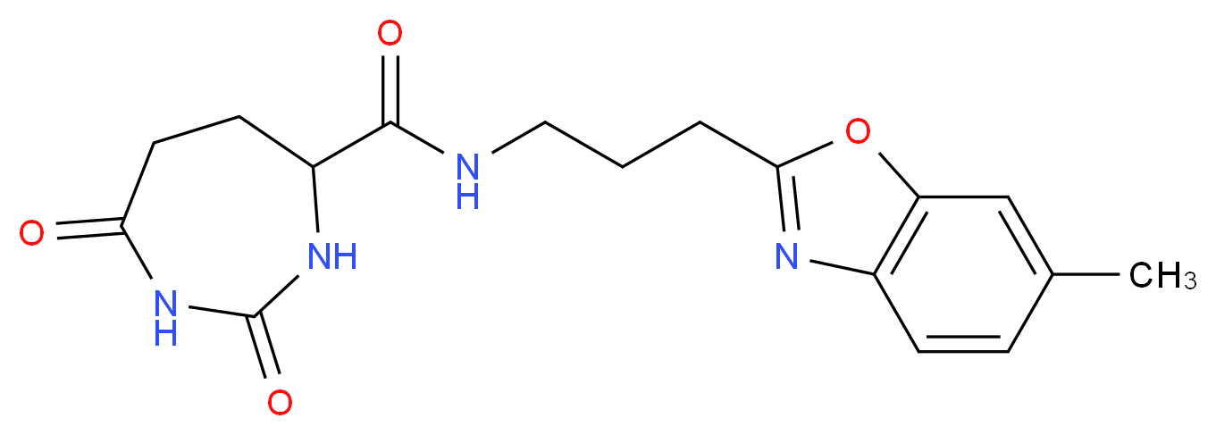 N-[3-(6-methyl-1,3-benzoxazol-2-yl)propyl]-2,7-dioxo-1,3-diazepane-4-carboxamide_分子结构_CAS_)