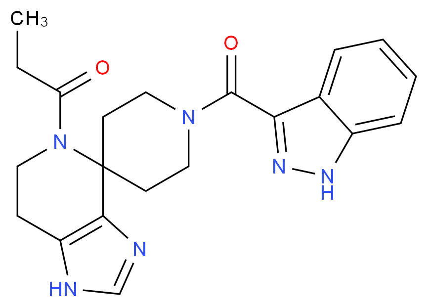 1'-(1H-indazol-3-ylcarbonyl)-5-propionyl-1,5,6,7-tetrahydrospiro[imidazo[4,5-c]pyridine-4,4'-piperidine]_分子结构_CAS_)