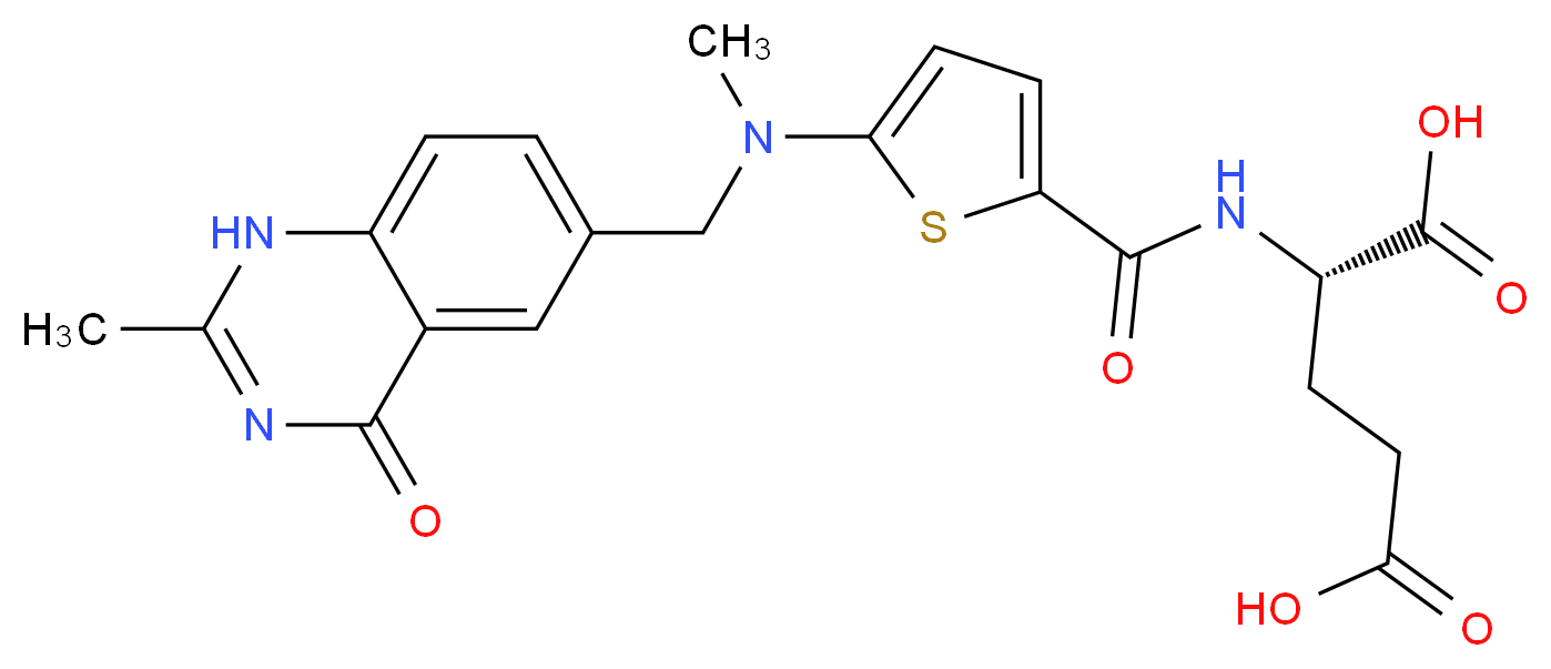 (2S)-2-[(5-{methyl[(2-methyl-4-oxo-1,4-dihydroquinazolin-6-yl)methyl]amino}thiophen-2-yl)formamido]pentanedioic acid_分子结构_CAS_112887-68-0