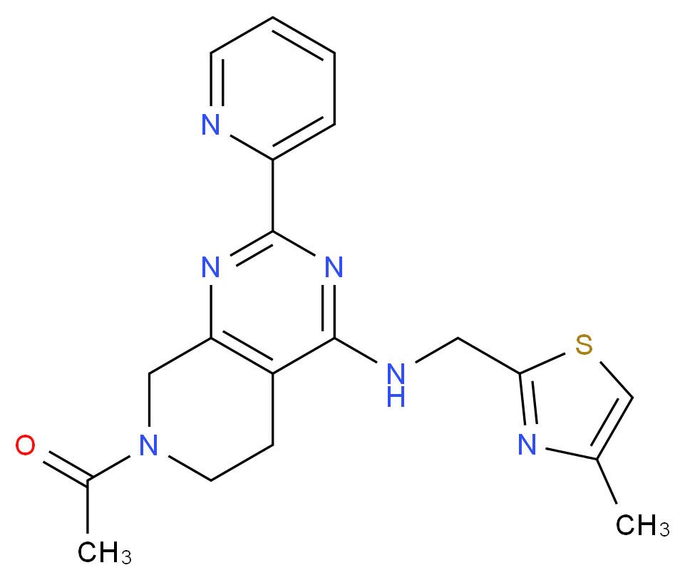 7-acetyl-N-[(4-methyl-1,3-thiazol-2-yl)methyl]-2-pyridin-2-yl-5,6,7,8-tetrahydropyrido[3,4-d]pyrimidin-4-amine_分子结构_CAS_)