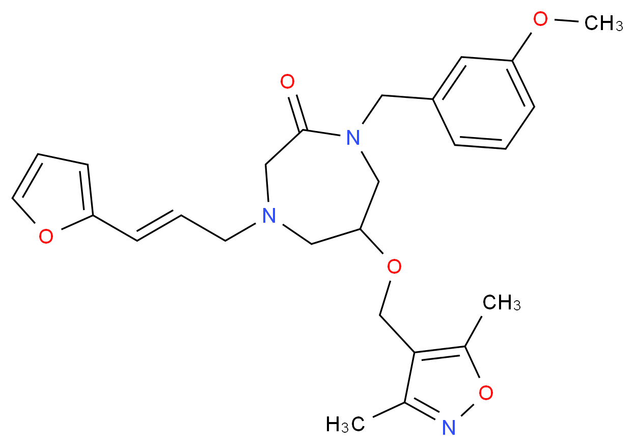 6-[(3,5-dimethyl-4-isoxazolyl)methoxy]-4-[(2E)-3-(2-furyl)-2-propen-1-yl]-1-(3-methoxybenzyl)-1,4-diazepan-2-one_分子结构_CAS_)