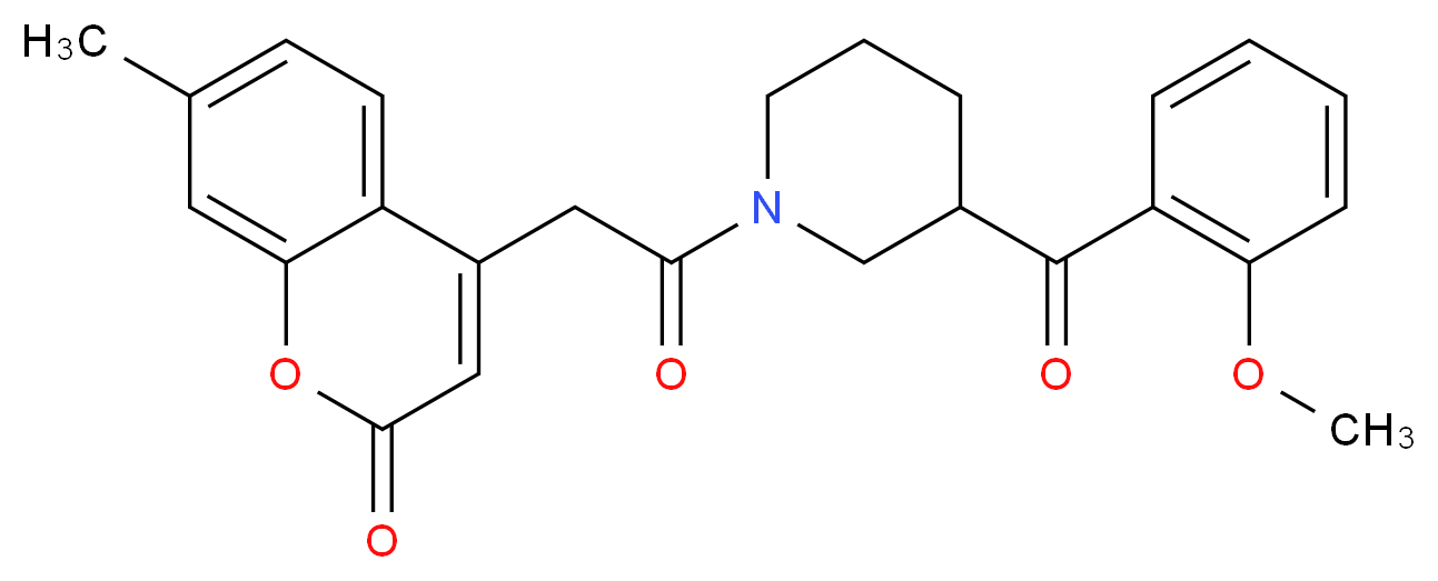 4-{2-[3-(2-methoxybenzoyl)-1-piperidinyl]-2-oxoethyl}-7-methyl-2H-chromen-2-one_分子结构_CAS_)