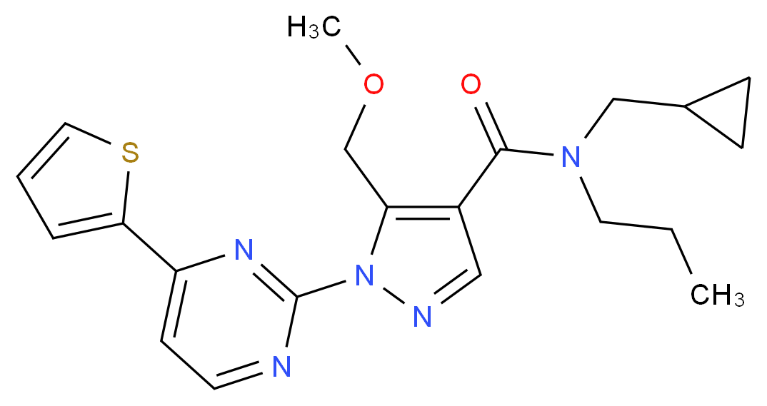 N-(cyclopropylmethyl)-5-(methoxymethyl)-N-propyl-1-[4-(2-thienyl)-2-pyrimidinyl]-1H-pyrazole-4-carboxamide_分子结构_CAS_)