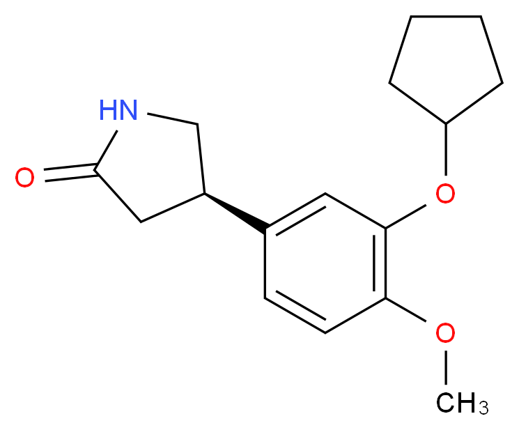 (4R)-4-[3-(cyclopentyloxy)-4-methoxyphenyl]pyrrolidin-2-one_分子结构_CAS_61413-54-5