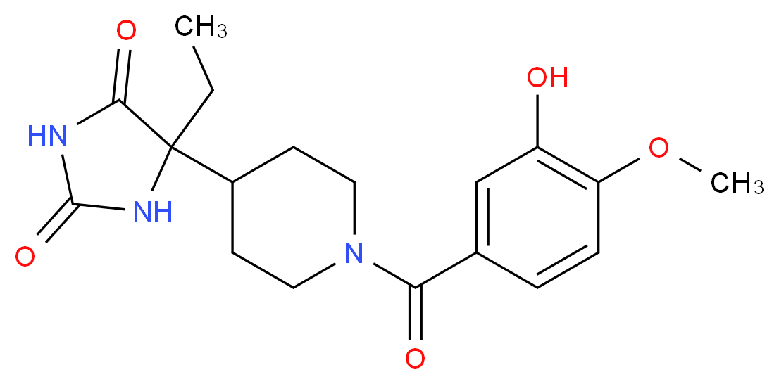 5-ethyl-5-[1-(3-hydroxy-4-methoxybenzoyl)piperidin-4-yl]imidazolidine-2,4-dione_分子结构_CAS_)