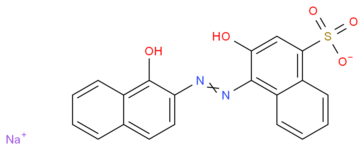 sodium 3-hydroxy-4-[(E)-2-(1-hydroxynaphthalen-2-yl)diazen-1-yl]naphthalene-1-sulfonate_分子结构_CAS_3564-14-5