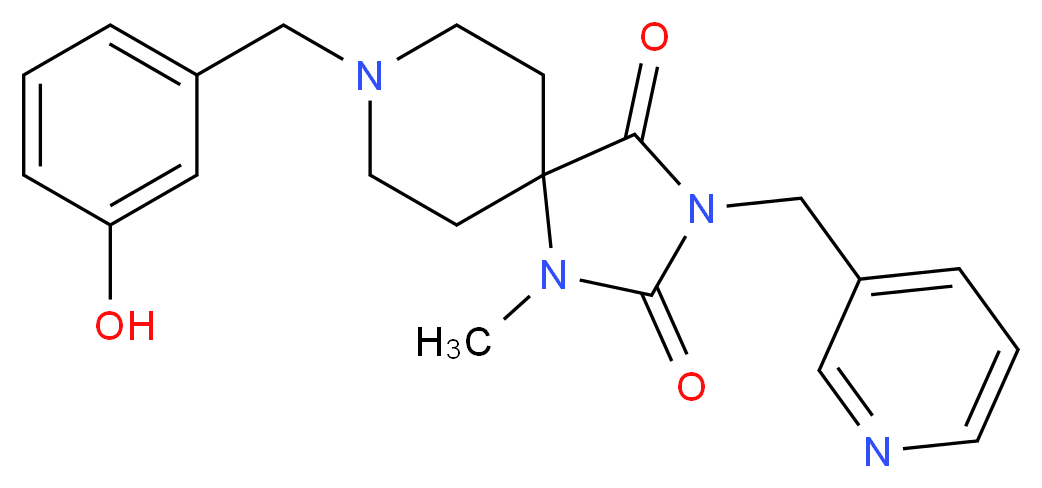 8-(3-hydroxybenzyl)-1-methyl-3-(3-pyridinylmethyl)-1,3,8-triazaspiro[4.5]decane-2,4-dione_分子结构_CAS_)