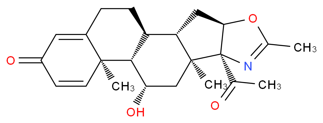 (1S,2S,4R,8S,9S,11S,12S,13R)-8-acetyl-11-hydroxy-6,9,13-trimethyl-5-oxa-7-azapentacyclo[10.8.0.0<sup>2</sup>,<sup>9</sup>.0<sup>4</sup>,<sup>8</sup>.0<sup>1</sup><sup>3</sup>,<sup>1</sup><sup>8</sup>]icosa-6,14,17-trien-16-one_分子结构_CAS_13649-88-2