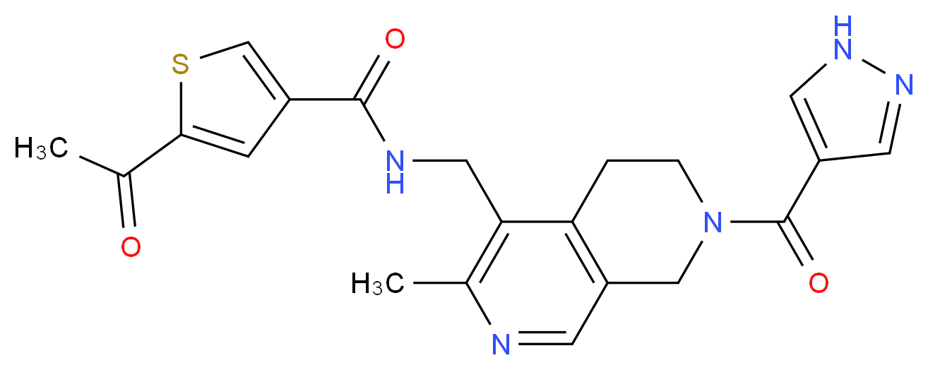 5-acetyl-N-{[3-methyl-7-(1H-pyrazol-4-ylcarbonyl)-5,6,7,8-tetrahydro-2,7-naphthyridin-4-yl]methyl}-3-thiophenecarboxamide_分子结构_CAS_)