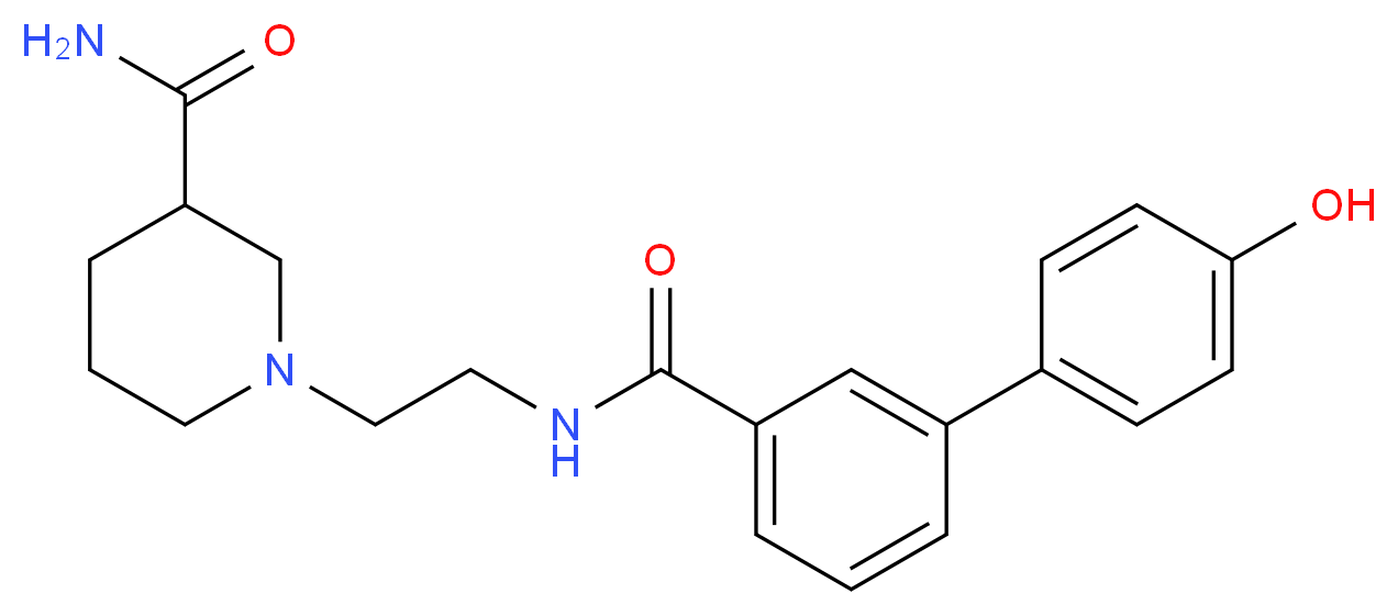 1-(2-{[(4'-hydroxybiphenyl-3-yl)carbonyl]amino}ethyl)piperidine-3-carboxamide_分子结构_CAS_)