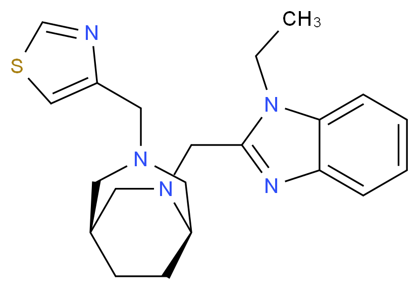 1-ethyl-2-{[(1S*,5R*)-3-(1,3-thiazol-4-ylmethyl)-3,6-diazabicyclo[3.2.2]non-6-yl]methyl}-1H-benzimidazole_分子结构_CAS_)