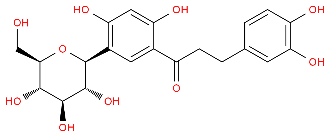 1-{2,4-dihydroxy-5-[(2S,3R,4R,5S,6R)-3,4,5-trihydroxy-6-(hydroxymethyl)oxan-2-yl]phenyl}-3-(3,4-dihydroxyphenyl)propan-1-one_分子结构_CAS_6027-43-6