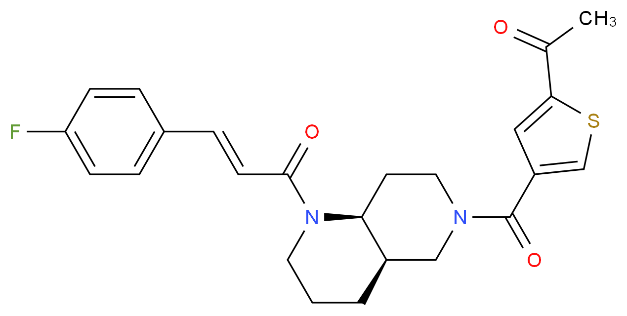 1-(4-{[(4aR*,8aS*)-1-[(2E)-3-(4-fluorophenyl)-2-propenoyl]octahydro-1,6-naphthyridin-6(2H)-yl]carbonyl}-2-thienyl)ethanone_分子结构_CAS_)