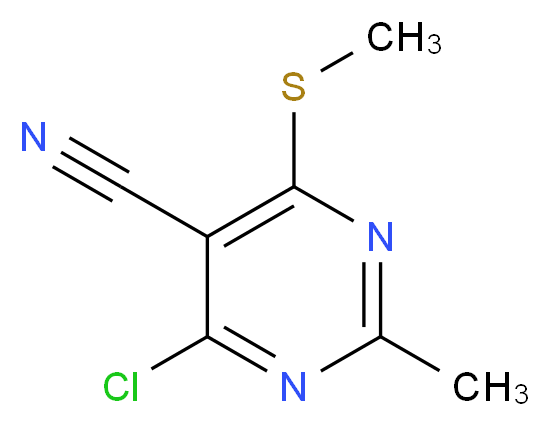 4-chloro-2-methyl-6-(methylsulfanyl)pyrimidine-5-carbonitrile_分子结构_CAS_112969-42-3