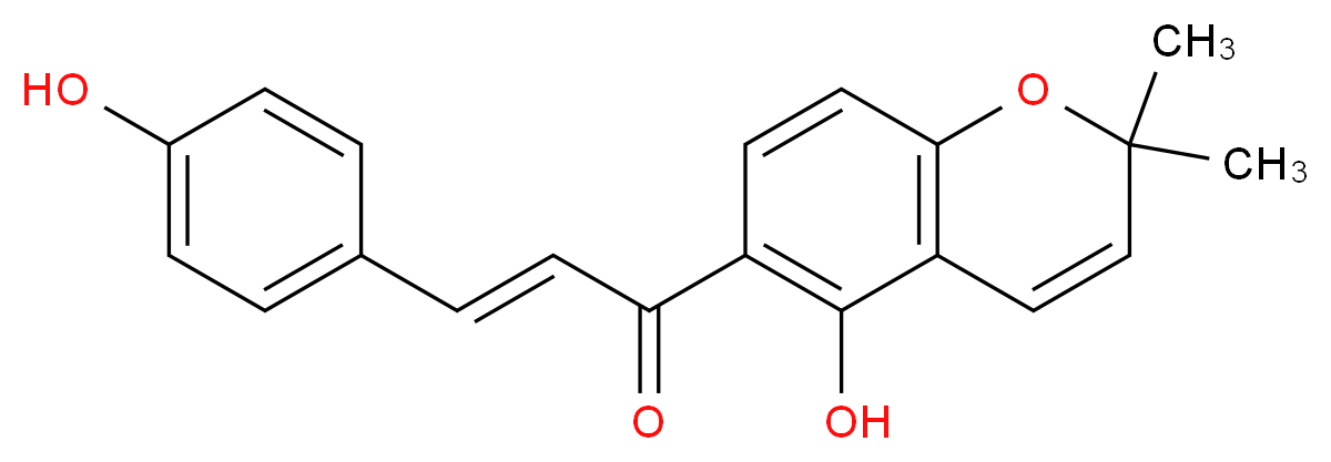 (2E)-1-(5-hydroxy-2,2-dimethyl-2H-chromen-6-yl)-3-(4-hydroxyphenyl)prop-2-en-1-one_分子结构_CAS_56083-03-5