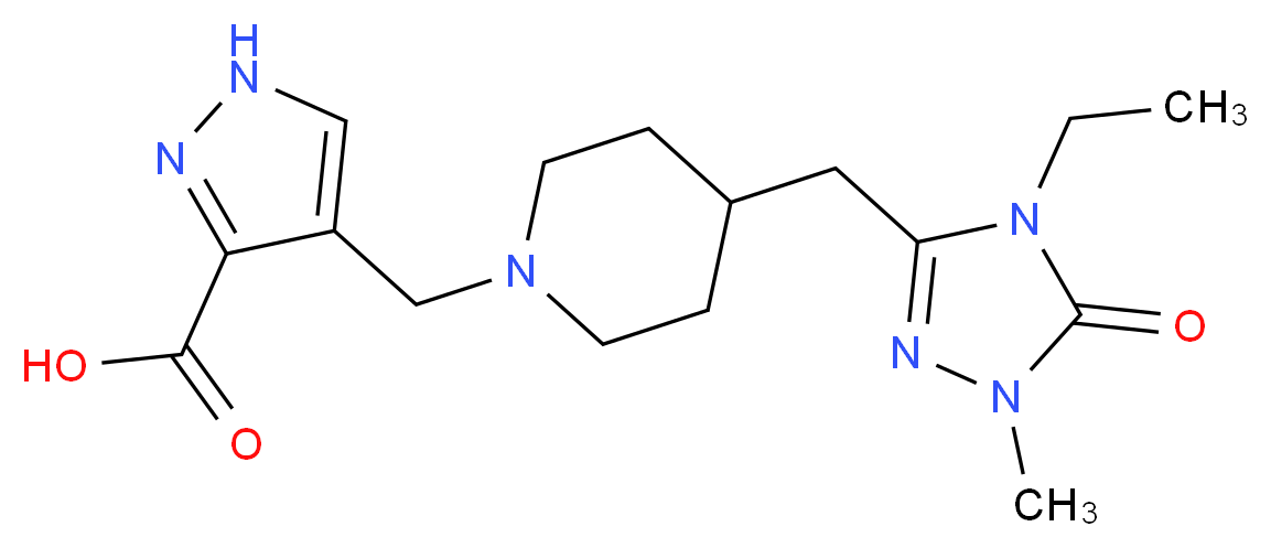 4-({4-[(4-ethyl-1-methyl-5-oxo-4,5-dihydro-1H-1,2,4-triazol-3-yl)methyl]piperidin-1-yl}methyl)-1H-pyrazole-3-carboxylic acid_分子结构_CAS_)