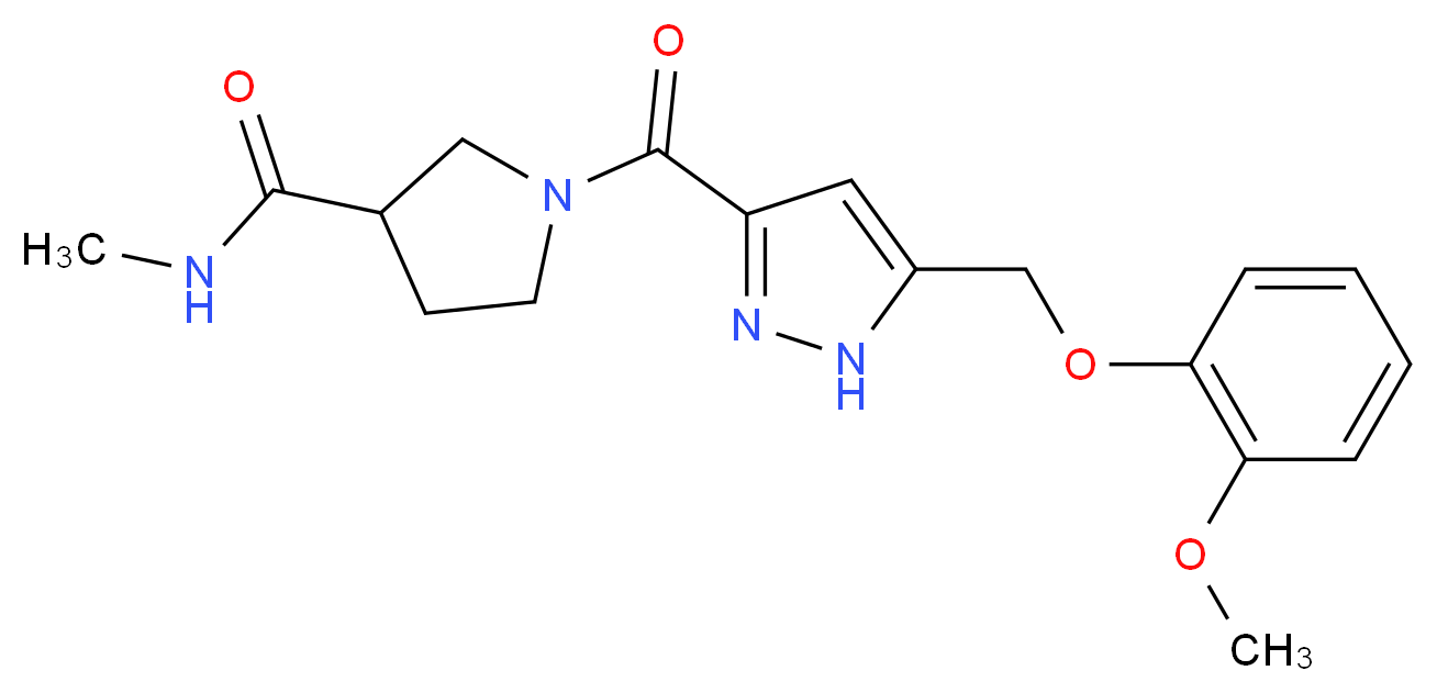 1-({5-[(2-methoxyphenoxy)methyl]-1H-pyrazol-3-yl}carbonyl)-N-methylpyrrolidine-3-carboxamide_分子结构_CAS_)