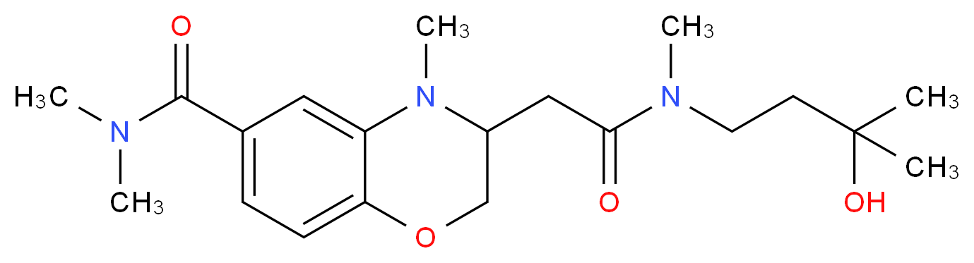 3-{2-[(3-hydroxy-3-methylbutyl)(methyl)amino]-2-oxoethyl}-N,N,4-trimethyl-3,4-dihydro-2H-1,4-benzoxazine-6-carboxamide_分子结构_CAS_)