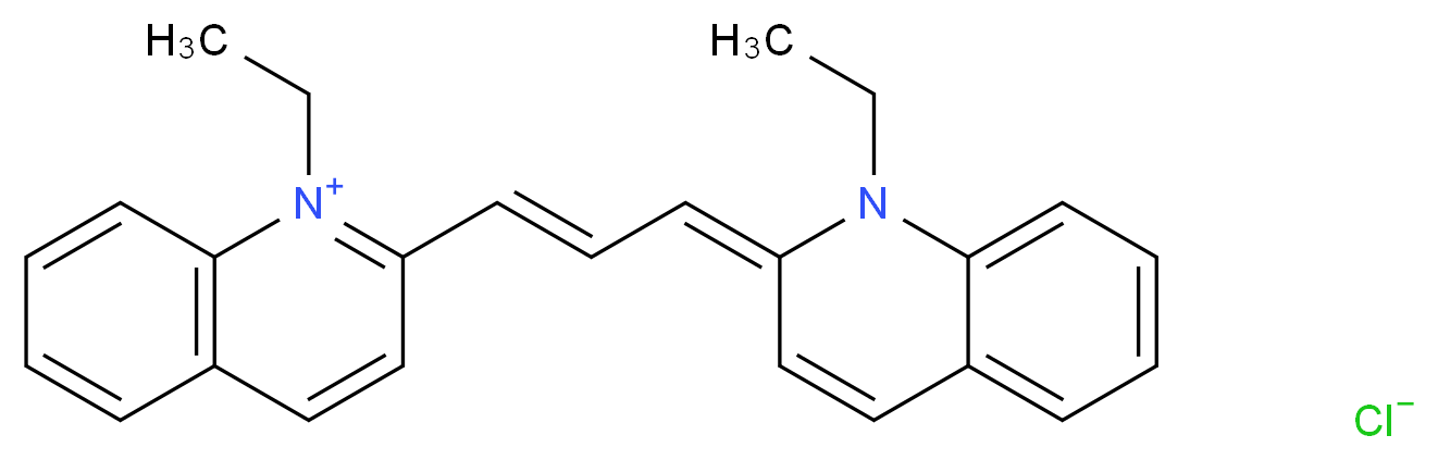 1-ethyl-2-[(1E)-3-[(2E)-1-ethyl-1,2-dihydroquinolin-2-ylidene]prop-1-en-1-yl]quinolin-1-ium chloride_分子结构_CAS_2768-90-3