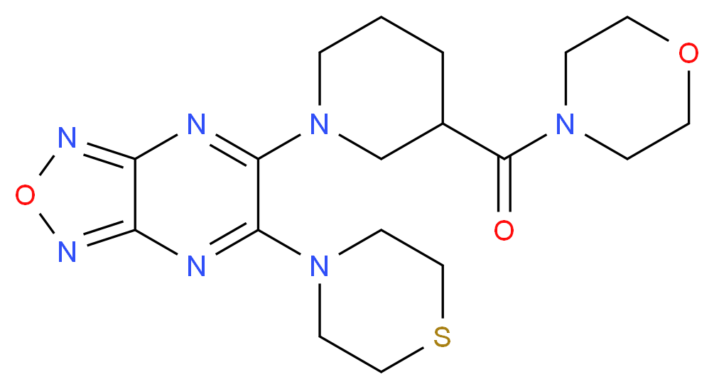 5-[3-(4-morpholinylcarbonyl)-1-piperidinyl]-6-(4-thiomorpholinyl)[1,2,5]oxadiazolo[3,4-b]pyrazine_分子结构_CAS_)