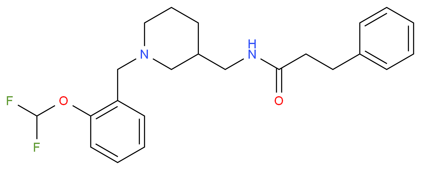 N-({1-[2-(difluoromethoxy)benzyl]-3-piperidinyl}methyl)-3-phenylpropanamide_分子结构_CAS_)